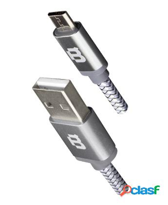 Blackpcs Cable USB A Macho - Micro USB Macho, 3 Metros, Gris