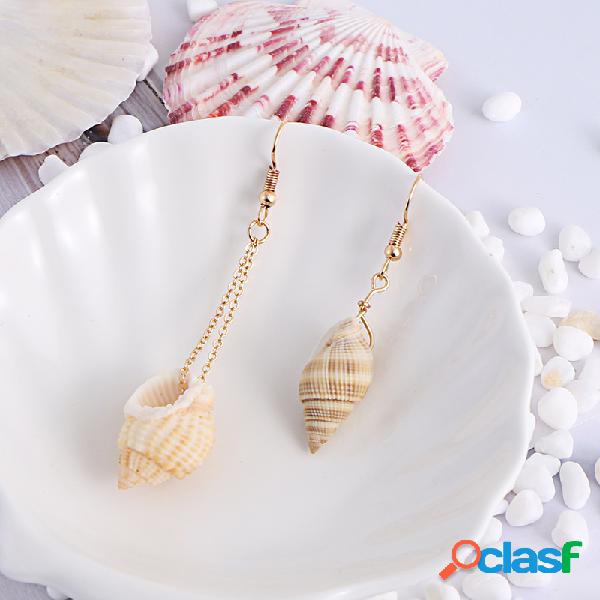 Bohemian Conch Colgante Pendiente Asimetría Shell Metal Ear