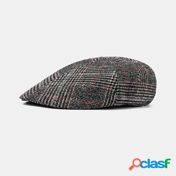 Boina de rayas a cuadros para hombre Sombrero Gorra de