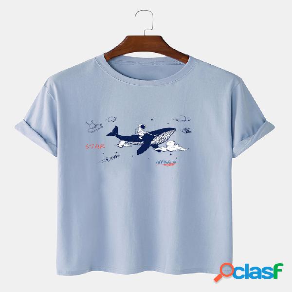 Camisetas casuales ligeras sueltas con estampado de tiburón