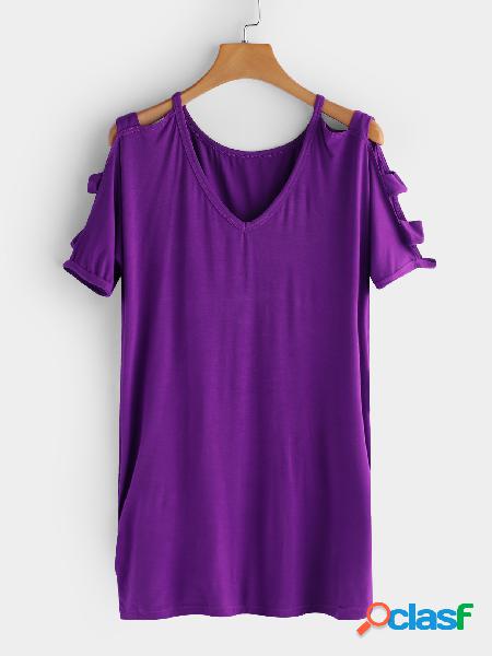Camisetas sin mangas con cuello en V en color liso con