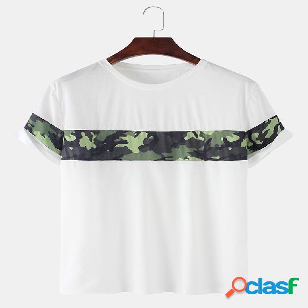 Camuflaje para hombre Patrón Imprimir O-cuello ligero