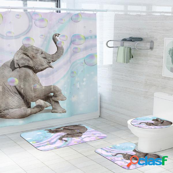 Cortina de ducha Colorful Elefante con estampado de burbujas