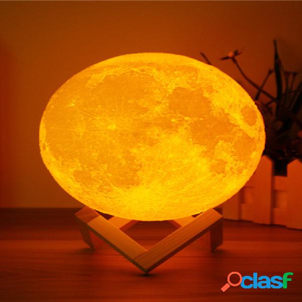 DECBEST Lámpara LED de luna en 3D mágica táctil con dos