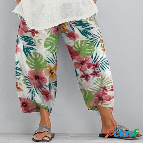 Estampado de flores Casual Plus Talla Pantalones para Mujer