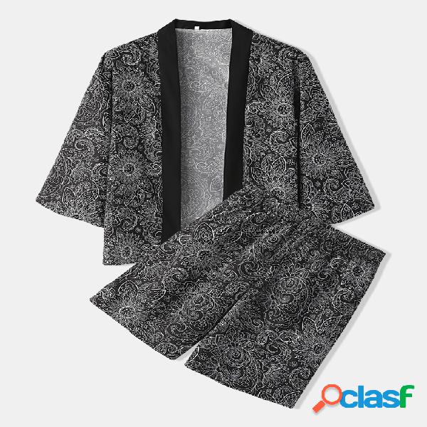 Estilo étnico Patrón Conjuntos de salón Kimono Tops y