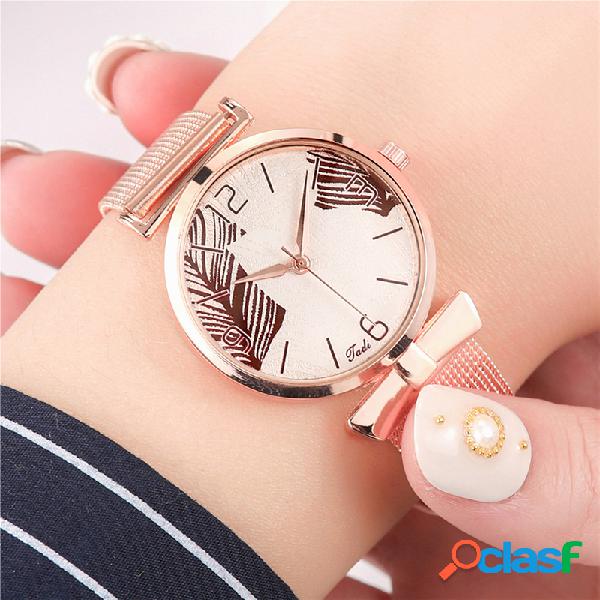 Funny Trendy Mujer Relojes Full Alloy Rose Gold Mesh Banda