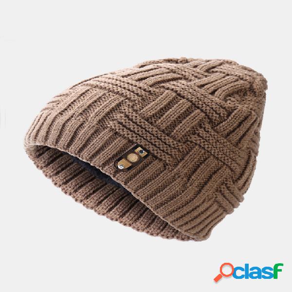 Gorro de lana de algodón a rayas para hombre Invierno al