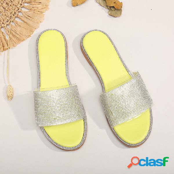 Grandes tamaños Mujer Rhinestone Flats zapatillas