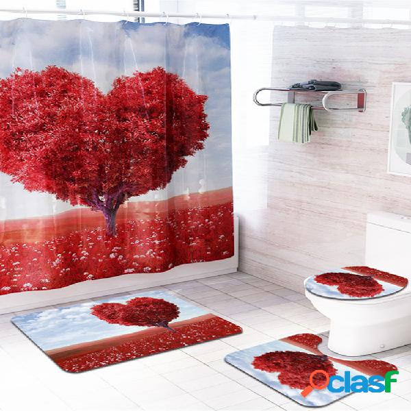 Heart Tree Impermeable Cuarto de baño Panel de cortina de
