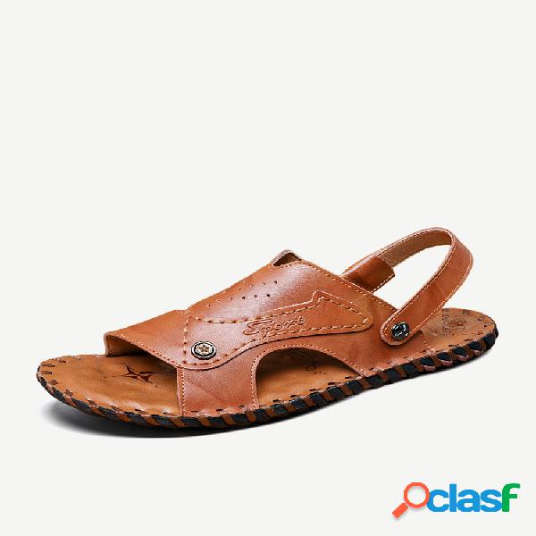 Hombre Costura a mano Correa ajustable Comfy Soft Suela