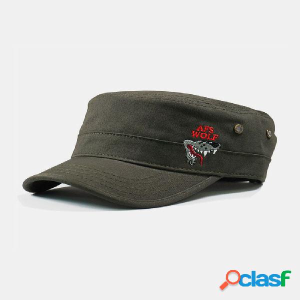 Hombre & Mujer Gorra plana bordada de color liso militar