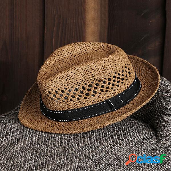 Hombre Mujer Summer Straw Knited Sunscreen Jazz Cap al aire