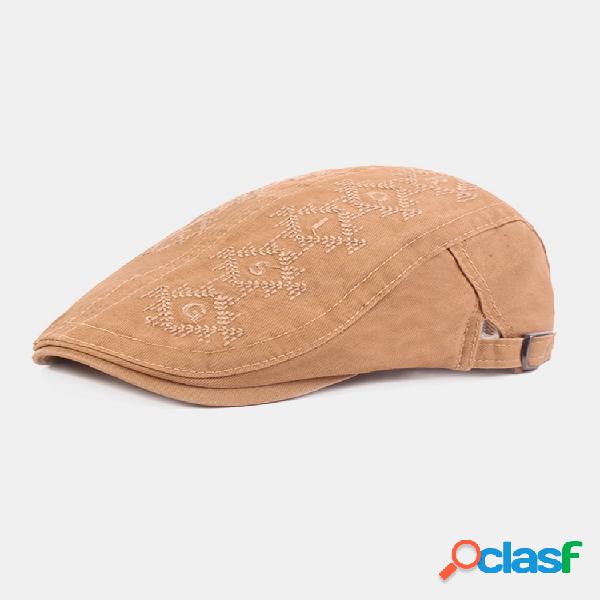 Hombres Bordados Retro Sol Sombrero Boina Literaria Gorra de