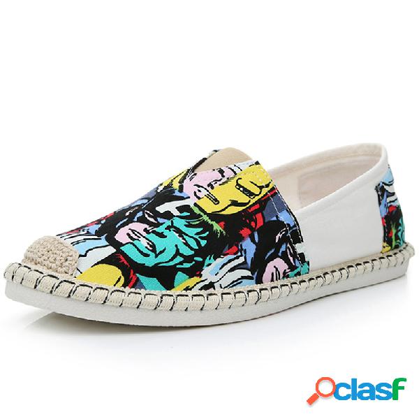 Hombres Old Peking Tela Colorful Slip On Soft Zapatos