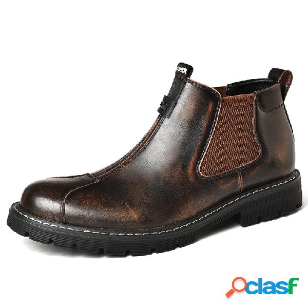 Hombres Retro Color cuero antideslizante paneles elásticos