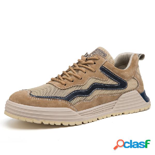 Hombres Suede Mesh Splicing Non Slip Soft Sole Casual