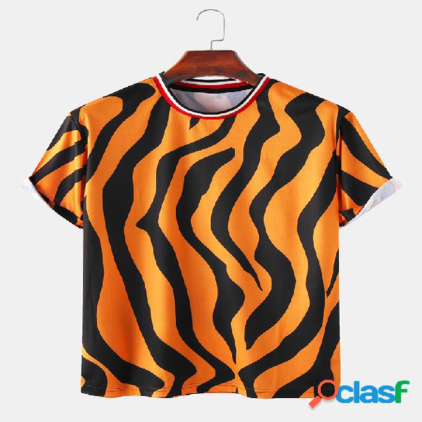 Hombres Zebra Imprimir camisetas transpirables y delgadas