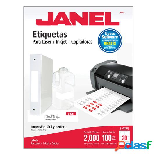 Janel Paquete de 2000 Etiquetas Blancas de 25x102mm