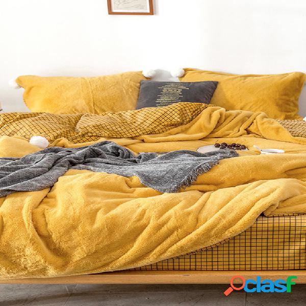 Juego de ropa de cama de felpa cálida espesa de 4 piezas,