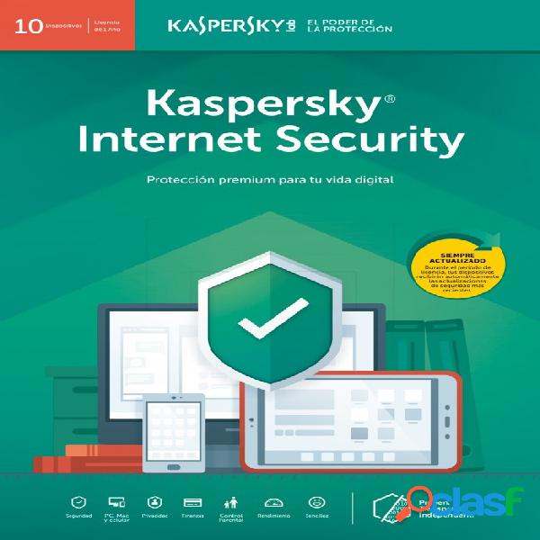 Kaspersky Internet Security 2019, 10 Usuarios, 1 Año,