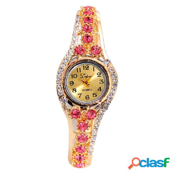 LVPAI étnica de lujo señoras pulsera Rhinestones reloj