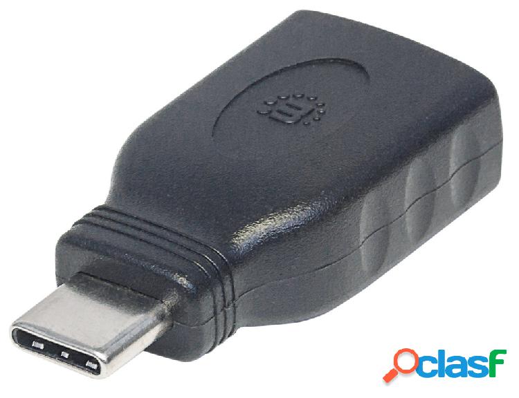 Manhattan Adaptador USB C Macho - USB A Hembra, Negro