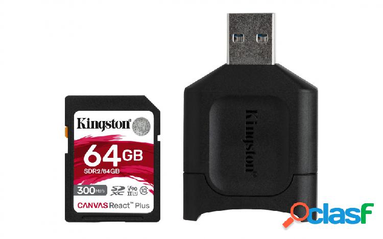 Memoria Flash Kingston Canvas React Plus, 64GB SD UHS-II