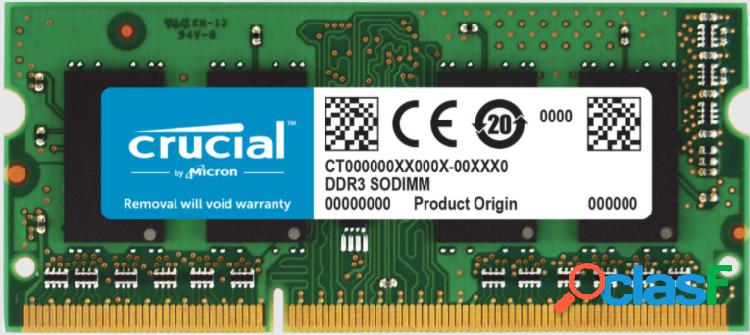 Memoria RAM Crucial DDR3L, 1600MHz, 8GB, CL11, Non-ECC,