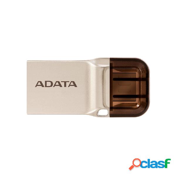 Memoria USB Adata UC370 OTG, 64GB, USB C 3.1, Oro