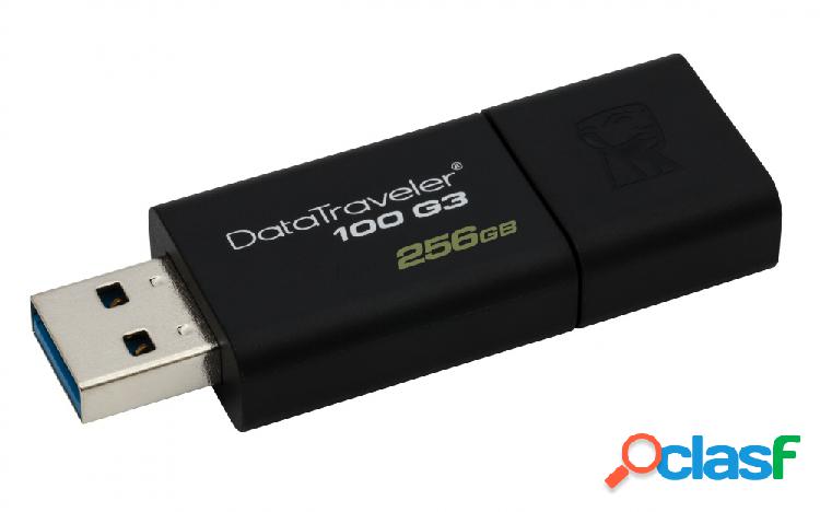 Memoria USB Kingston DataTraveler 100 G3, 256GB, USB 3.0,