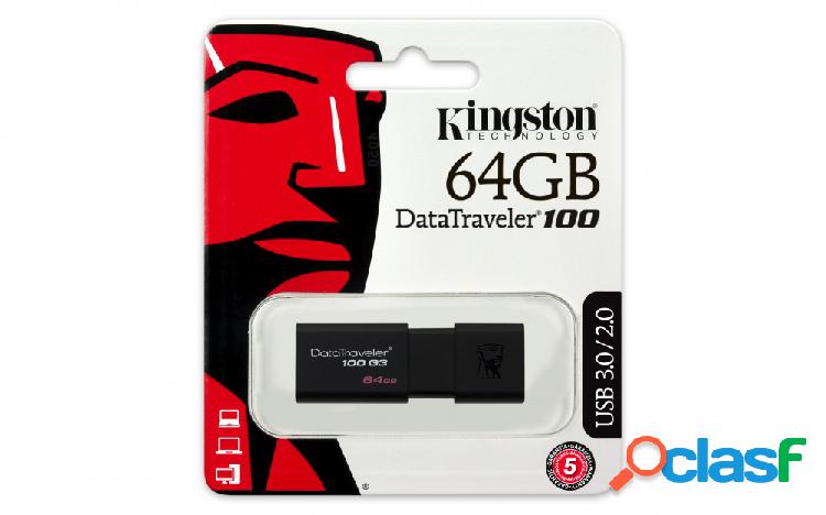 Memoria USB Kingston DataTraveler 100 G3, 64GB, USB 3.0,