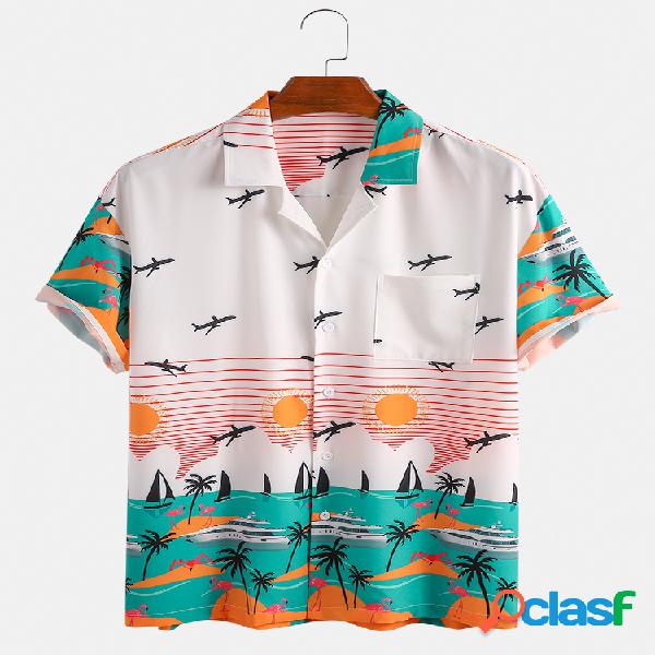 Mens Holiday Playa Print Summer Camisetas de diseñador de