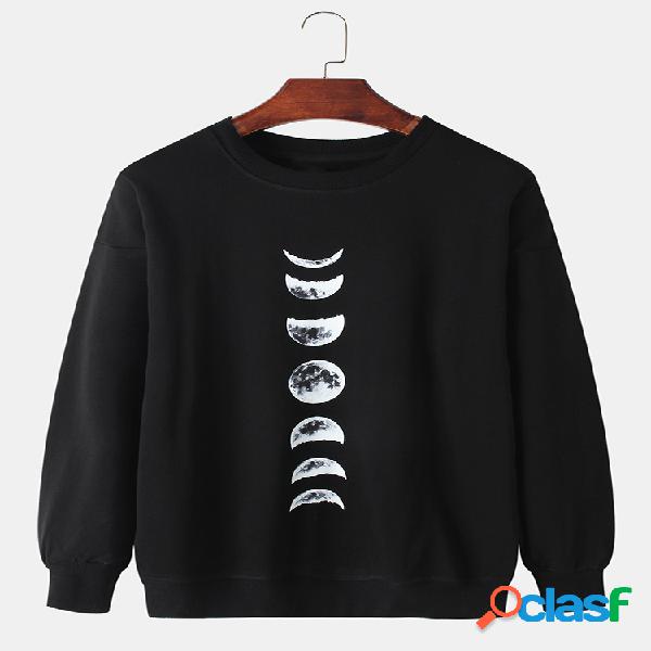 Mens Moon Graphic Print Color sólido Simple Casual Lounge
