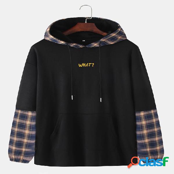 Mens Plaid Patchwork Letter Print Doctor Sleeves Casual
