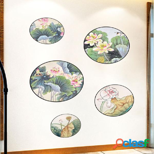 Miico 2PCS Lotus Painting Sticker Home Study Room Decor
