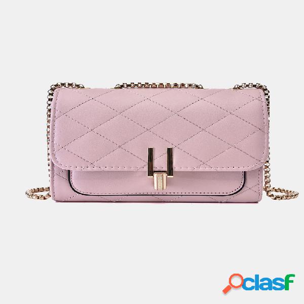 Mini bandolera con cadena a cuadros para mujer Bolsa