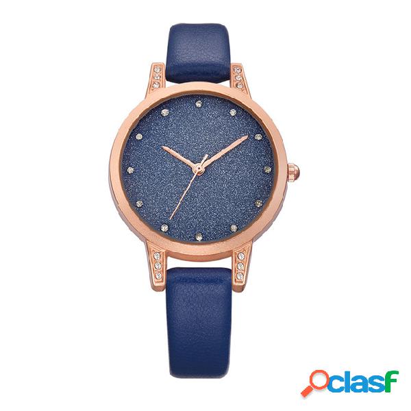 Moda Brillo Reloj de mujer Reloj de cuarzo de cuero Reloj