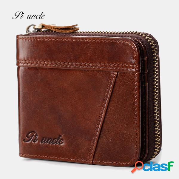 Monedero con cremallera retro para hombre RFID Mini