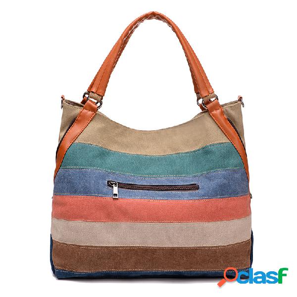 Mujer Bolso de rayas de hombro Messenger Bolsa