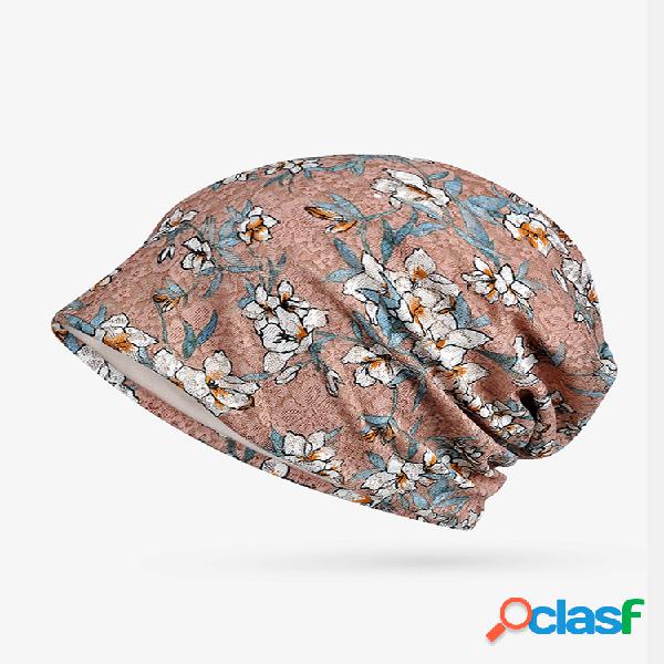 Mujer Delgado Soft Gorro de algodón floral Sombrero al aire