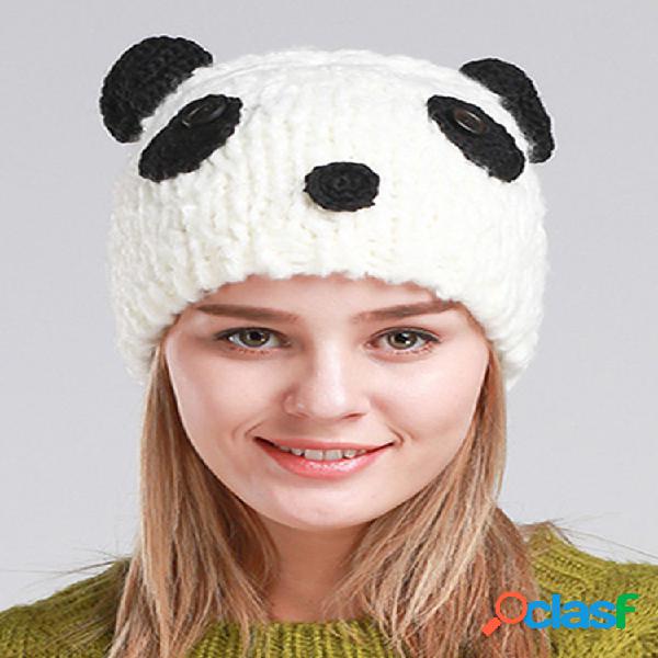 Mujer Invierno Cálido Lindo Panda Beanie Cap al aire libre