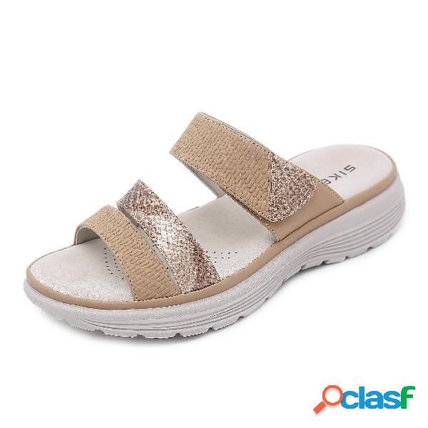 Mujer Venas Cómodas Gancho Lazo zapatillas Casual Playa
