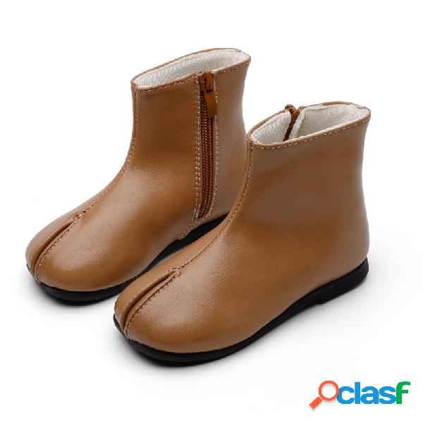 Niñas Color Sólido Comfy Soft Suela Cremallera Lateral