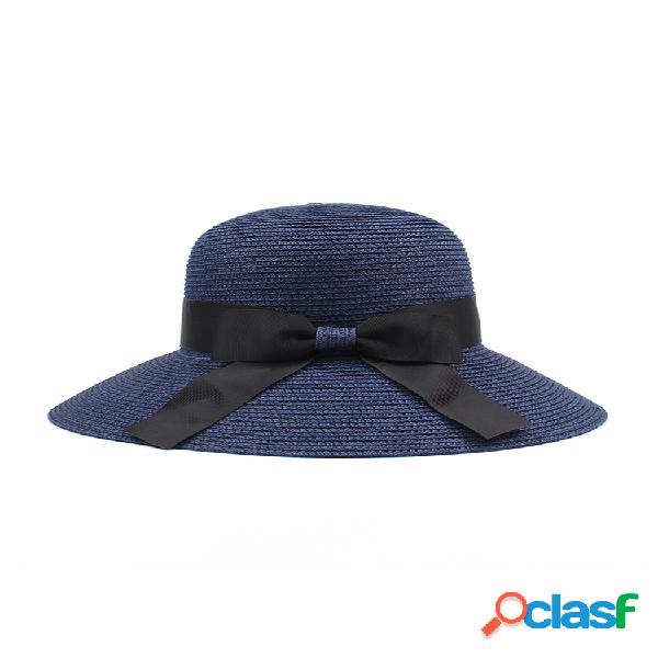 Paja de verano para mujer Paja de ala ancha Sombrero Visera