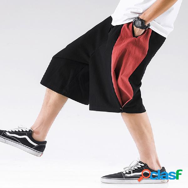 Pantalones cortos sueltos de cintura elástica con cordón