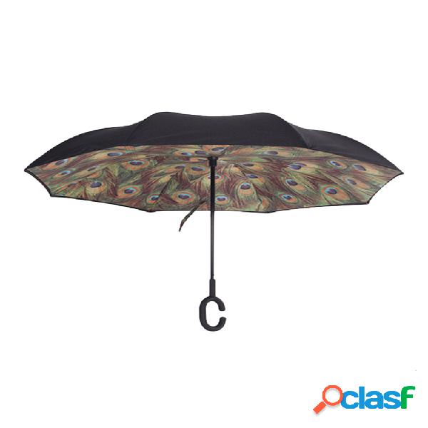 Paraguas invertido de doble capa multicolor, equipo de