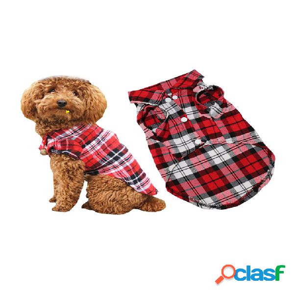 Pet Perro Ropa Soft Puppy Plaid Camisa Trajes Ropa para
