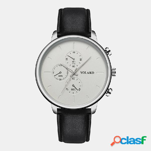 Relojes deportivos de moda para hombre, cuero marrón negro