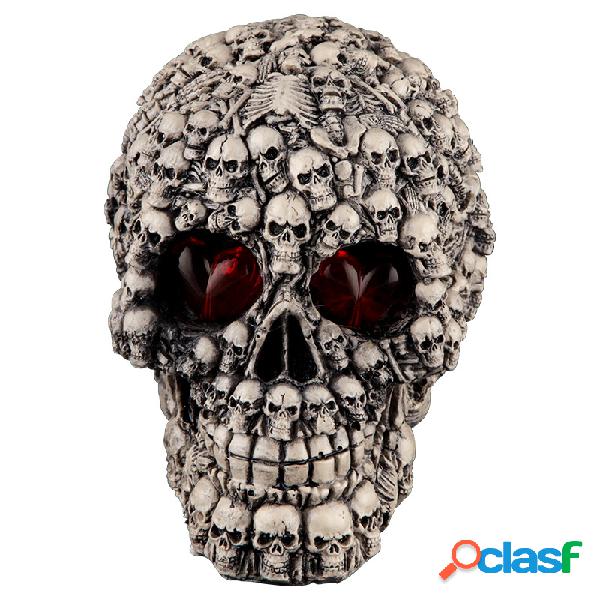 Resina de utilería humana de Halloween Cráneo LED Luces de